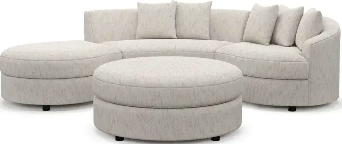 Allegra Foam Comfort 3-Piece Sectional with Left-Facing Chaise and Ottoman - P.T. Cream