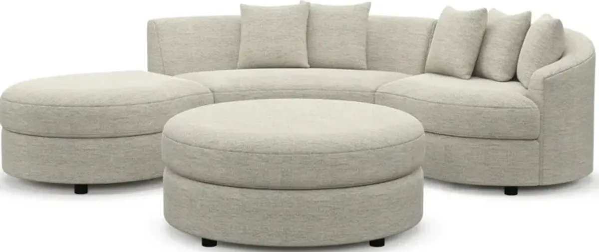 Allegra Foam Comfort 3-Piece Sectional with Left-Facing Chaise and Ottoman - Merino Chalk