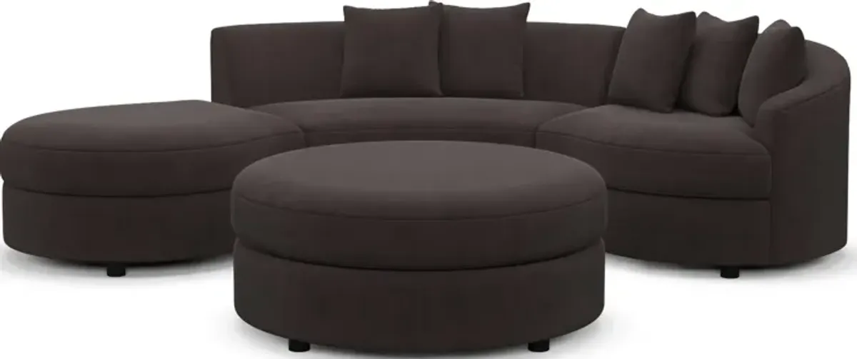 Allegra Foam Comfort 3-Piece Sectional with Left-Facing Chaise and Ottoman - Merrimac Dark Brown