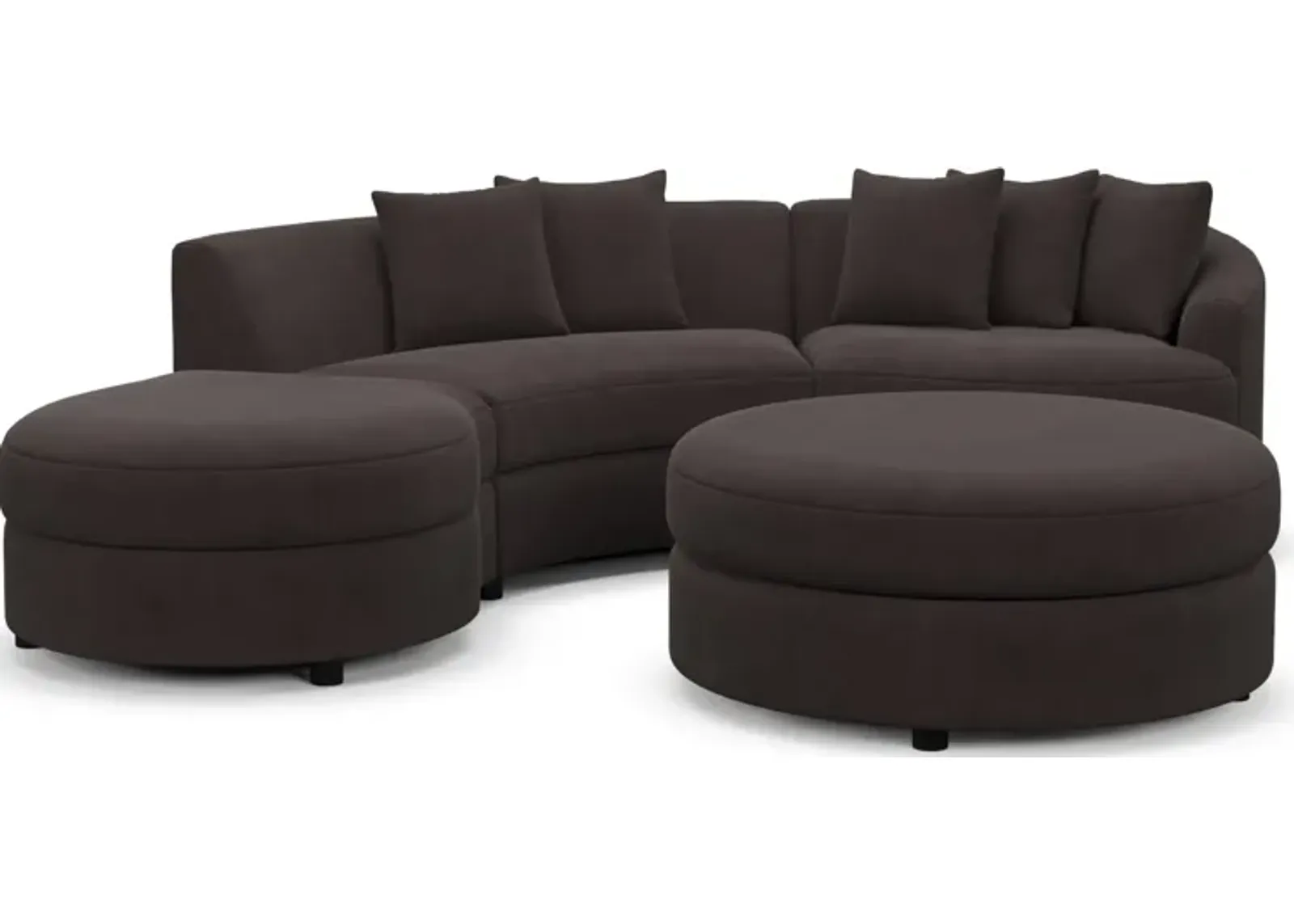 Allegra Foam Comfort 3-Piece Sectional with Left-Facing Chaise and Ottoman - Merrimac Dark Brown