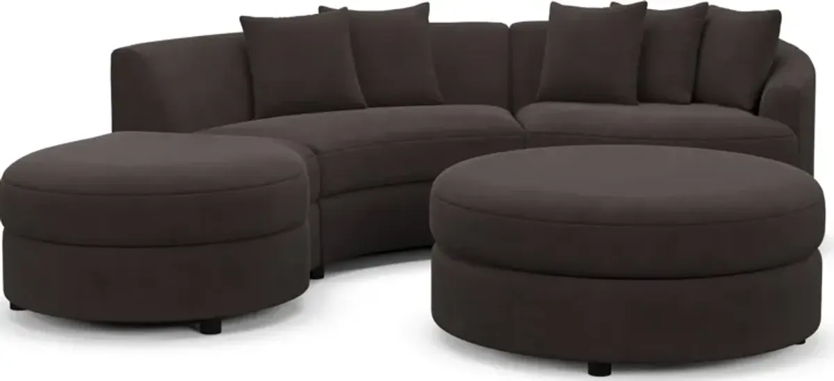 Allegra Foam Comfort 3-Piece Sectional with Left-Facing Chaise and Ottoman - Merrimac Dark Brown