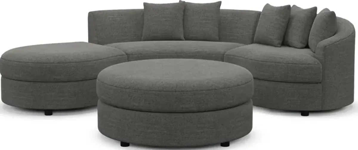 Allegra Foam Comfort 3-Piece Sectional with Left-Facing Chaise and Ottoman - Curious Charcoal