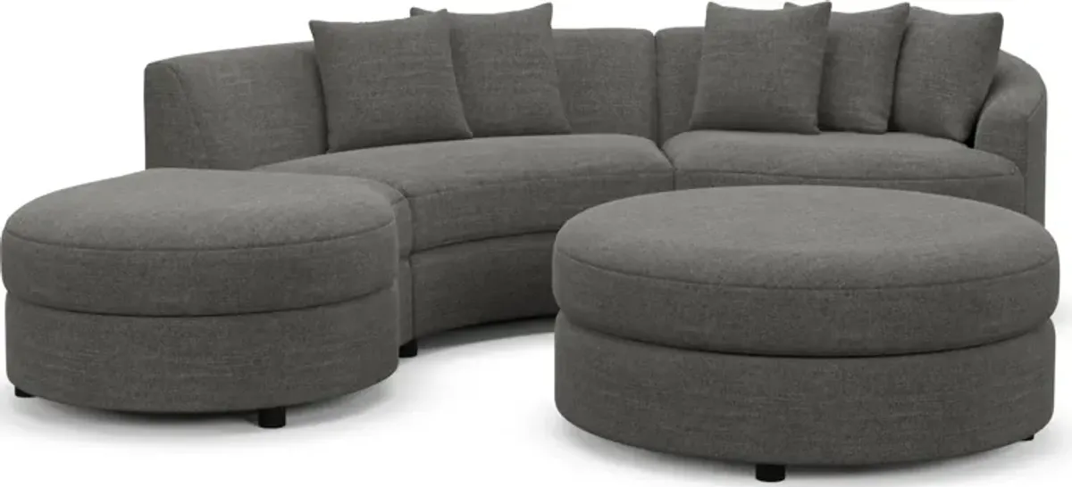 Allegra Foam Comfort 3-Piece Sectional with Left-Facing Chaise and Ottoman - Curious Charcoal