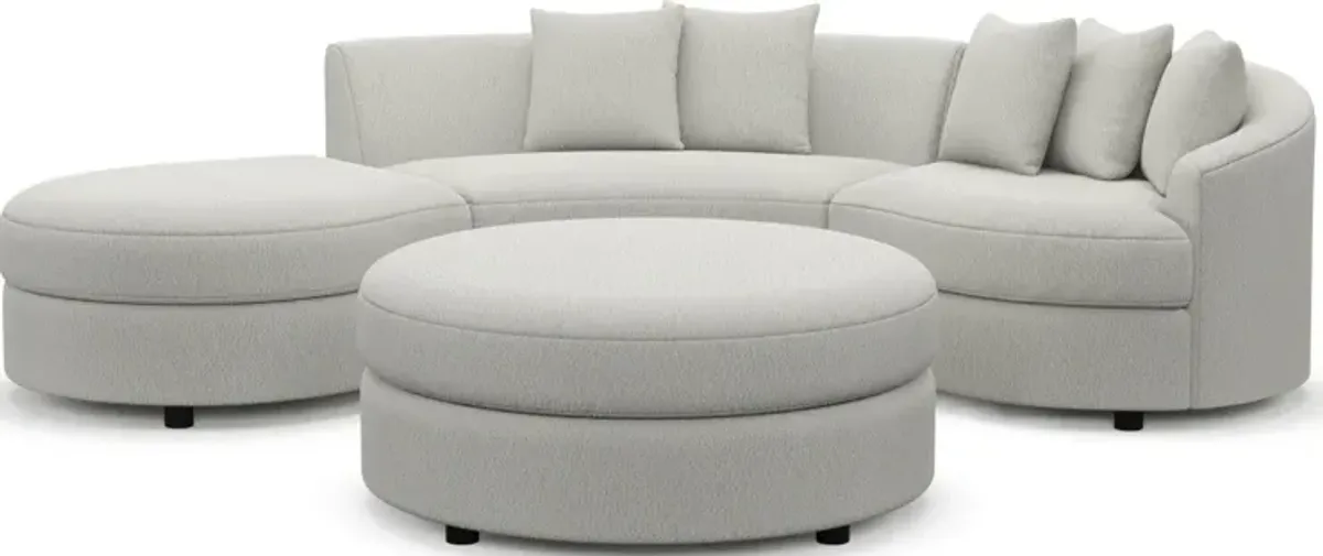 Allegra Foam Comfort 3-Piece Sectional with Left-Facing Chaise and Ottoman - Oslo Snow