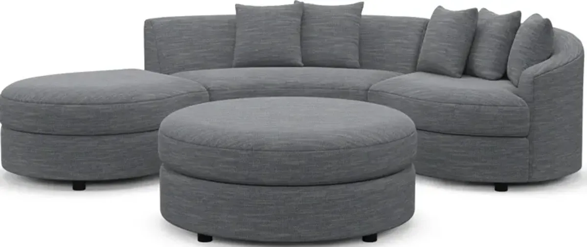 Allegra Foam Comfort 3-Piece Sectional with Left-Facing Chaise and Ottoman - Dudley Indigo