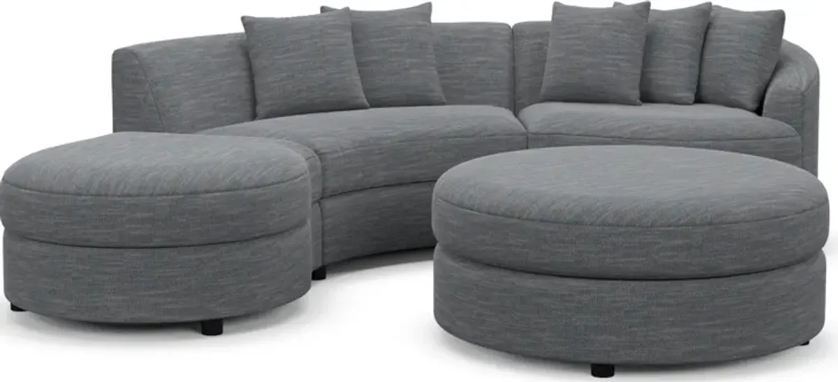 Allegra Foam Comfort 3-Piece Sectional with Left-Facing Chaise and Ottoman - Dudley Indigo