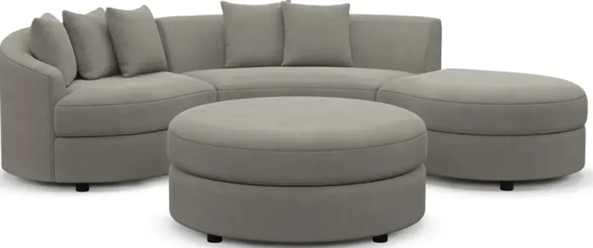 Allegra Foam Comfort 3-Piece Sectional with Left-Facing Chaise and Ottoman - Abington Fog