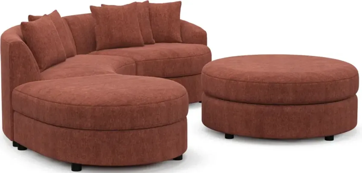 Allegra Foam Comfort 3-Piece Sectional with Left-Facing Chaise and Ottoman - Contessa Paprika