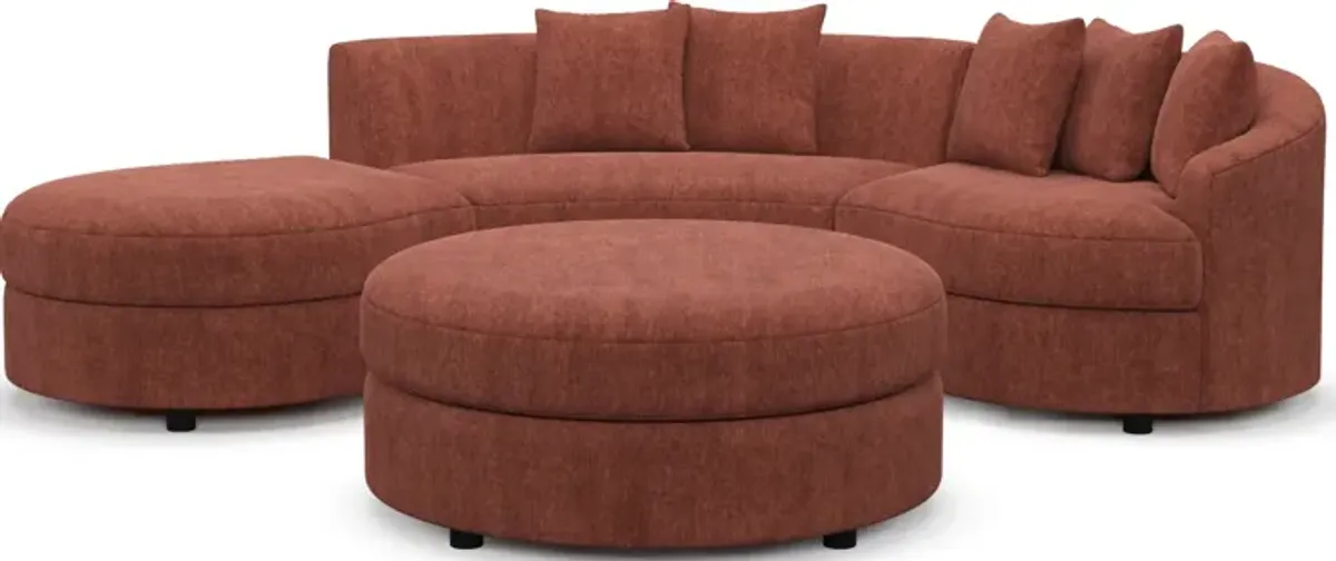 Allegra Foam Comfort 3-Piece Sectional with Left-Facing Chaise and Ottoman - Contessa Paprika