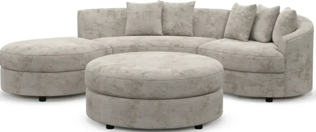 Allegra Foam Comfort 3-Piece Sectional with Left-Facing Chaise and Ottoman - Hearth Cement