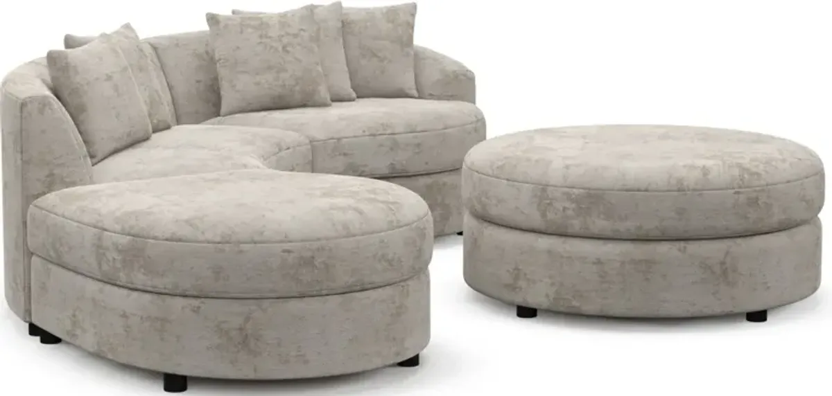 Allegra Foam Comfort 3-Piece Sectional with Left-Facing Chaise and Ottoman - Hearth Cement