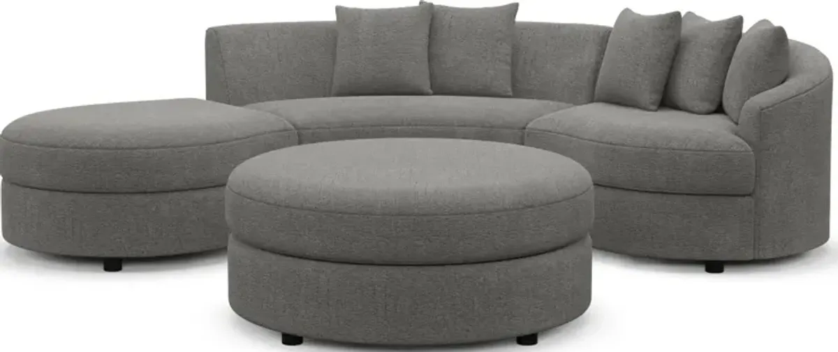 Allegra Foam Comfort 3-Piece Sectional with Left-Facing Chaise and Ottoman - Living Large Charcoal