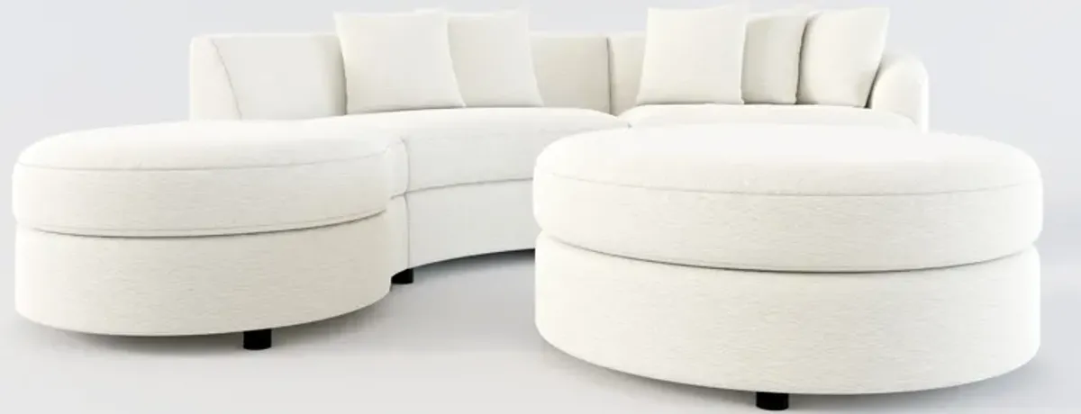 Allegra Foam Comfort 3-Piece Sectional with Left-Facing Chaise and Ottoman - Living Large White