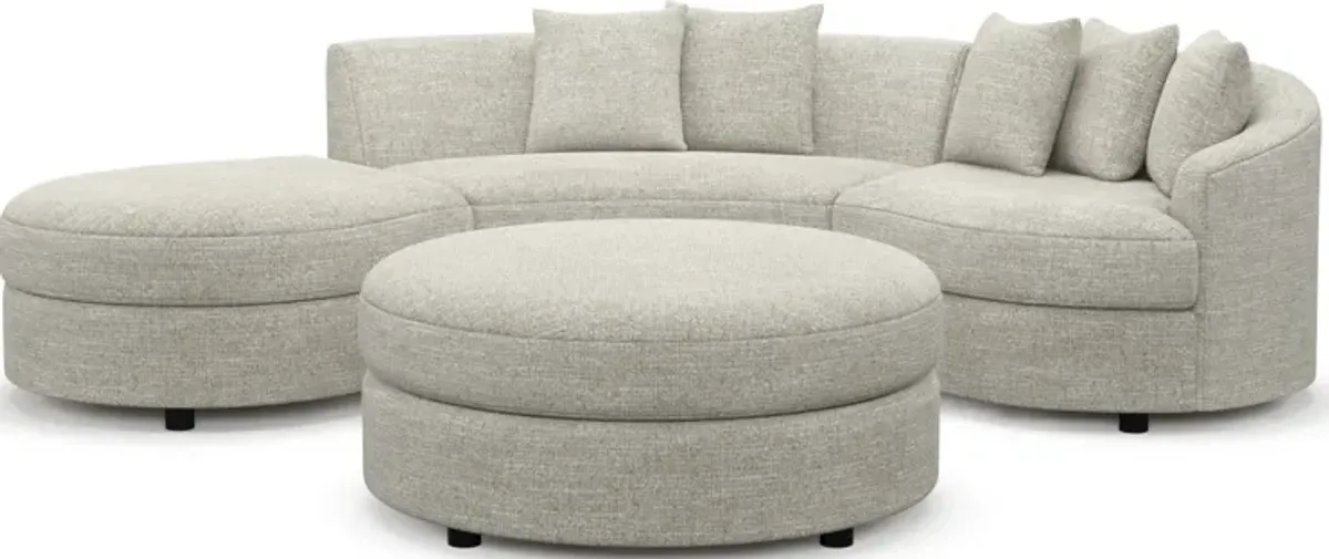 Allegra Foam Comfort 3-Piece Sectional with Left-Facing Chaise and Ottoman - M Ivory