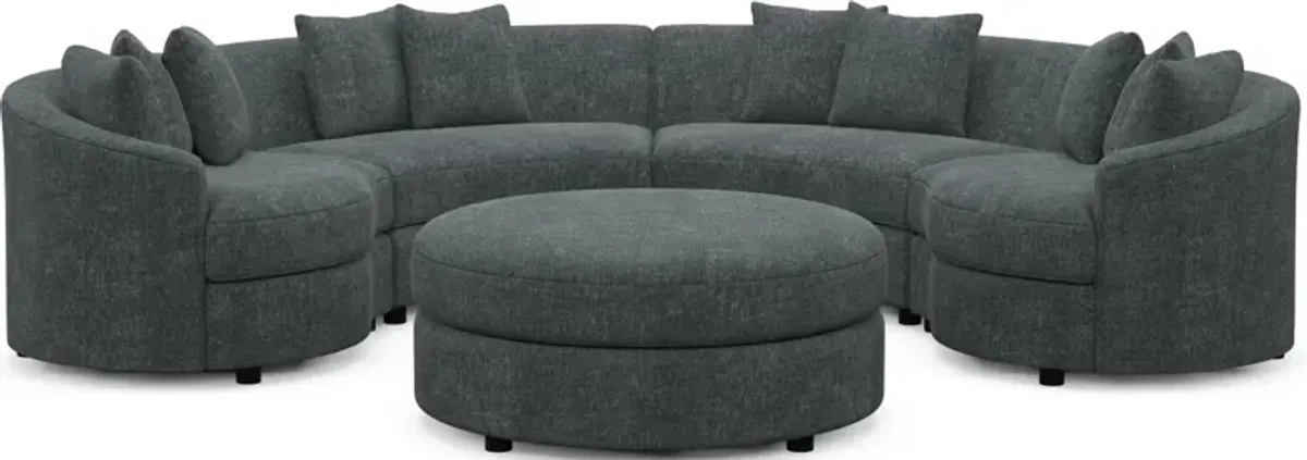 Allegra Foam Comfort 4-Piece Sectional and Ottoman - Contessa Shadow