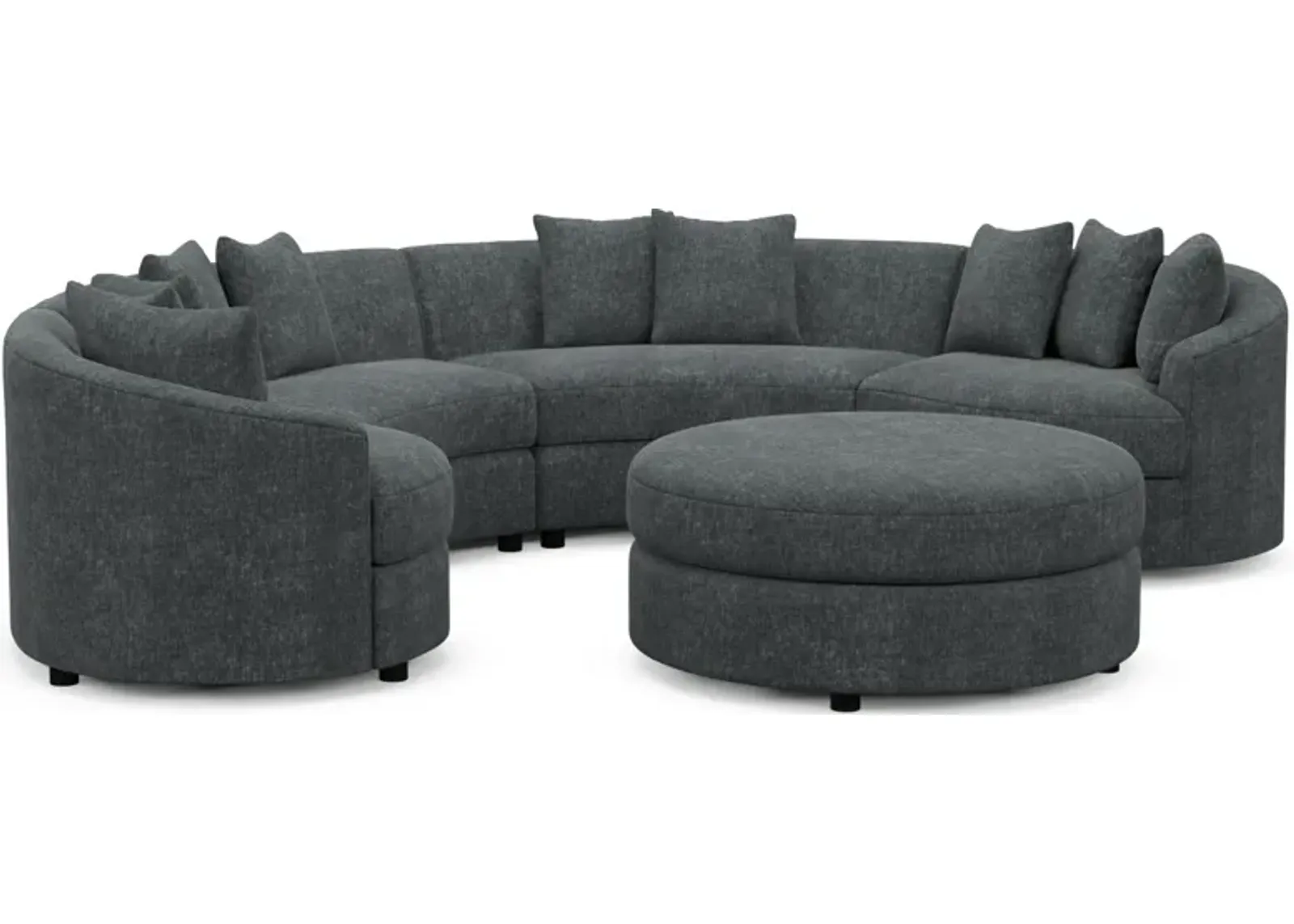 Allegra Foam Comfort 4-Piece Sectional and Ottoman - Contessa Shadow