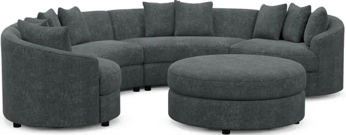 Allegra Foam Comfort 4-Piece Sectional and Ottoman - Contessa Shadow