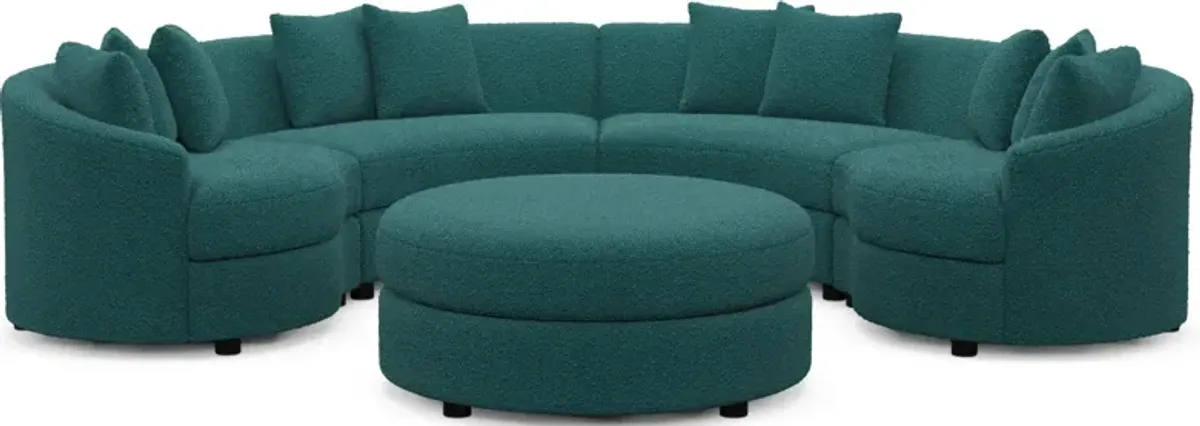 Allegra Foam Comfort 4-Piece Sectional and Ottoman - Bloke Peacock