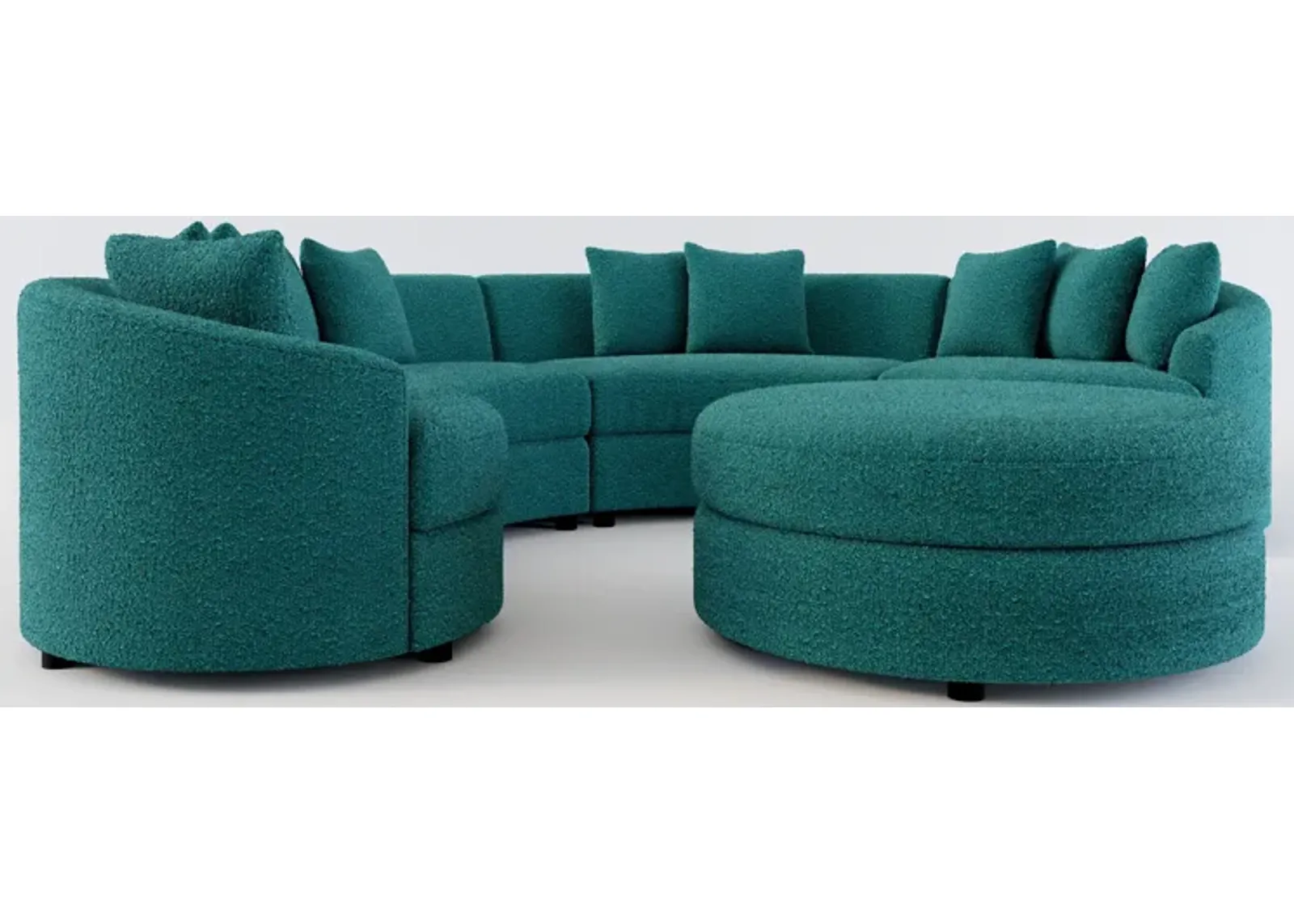 Allegra Foam Comfort 4-Piece Sectional and Ottoman - Bloke Peacock