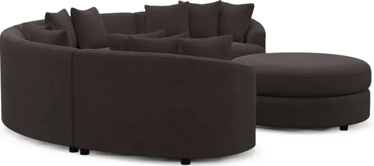 Allegra Foam Comfort 4-Piece Sectional and Ottoman - Merrimac Dark Brown