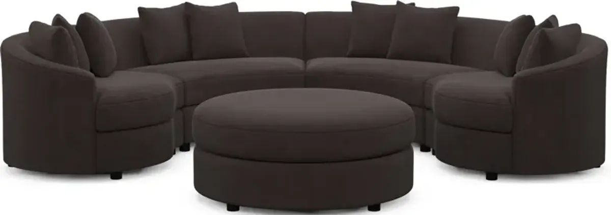 Allegra Foam Comfort 4-Piece Sectional and Ottoman - Merrimac Dark Brown