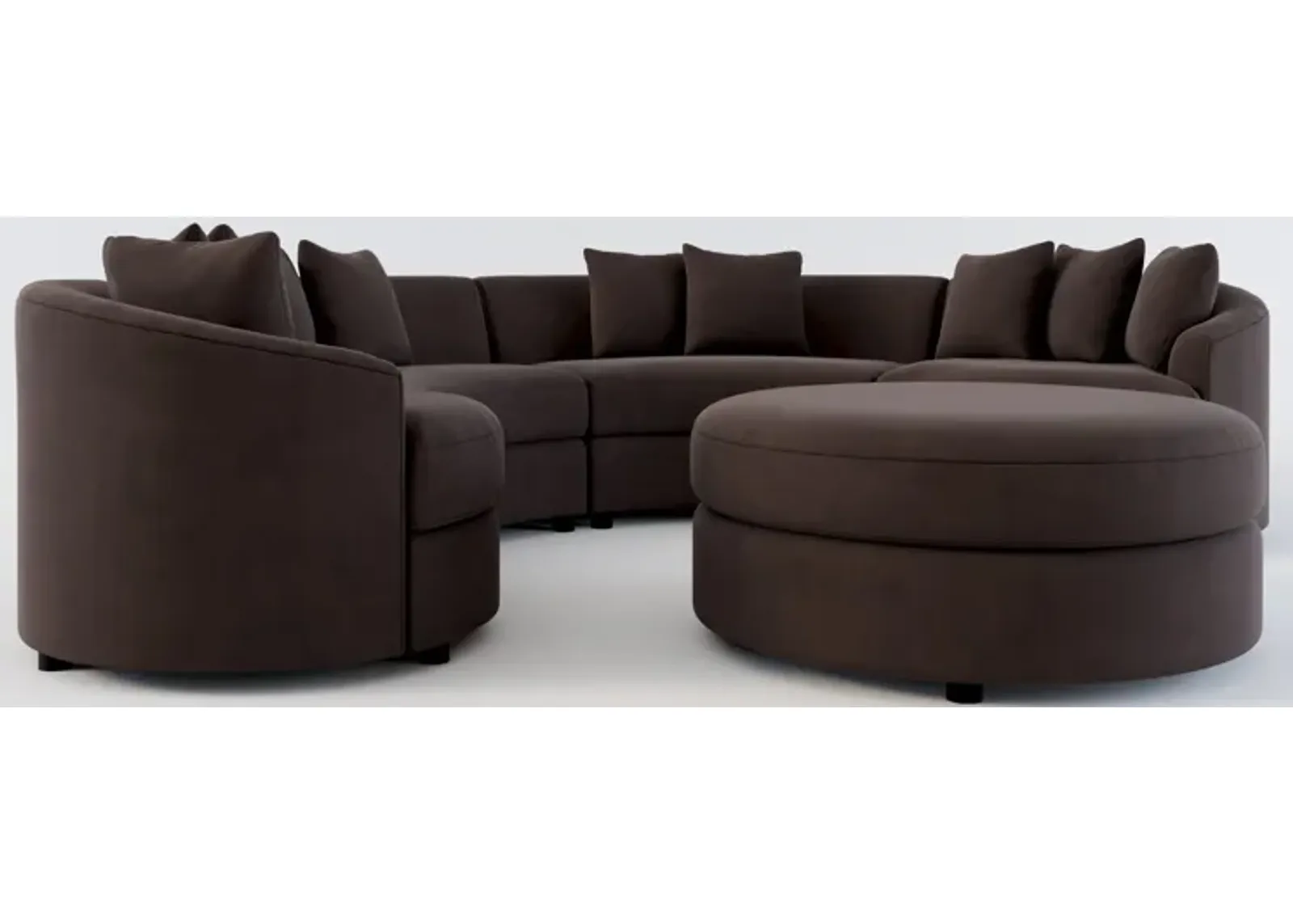 Allegra Foam Comfort 4-Piece Sectional and Ottoman - Merrimac Dark Brown