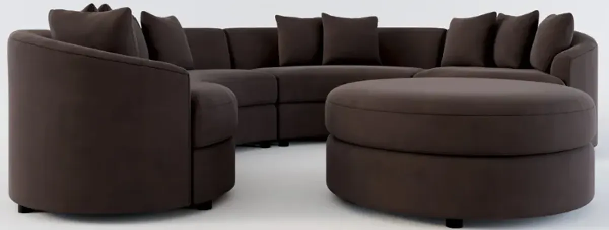 Allegra Foam Comfort 4-Piece Sectional and Ottoman - Merrimac Dark Brown