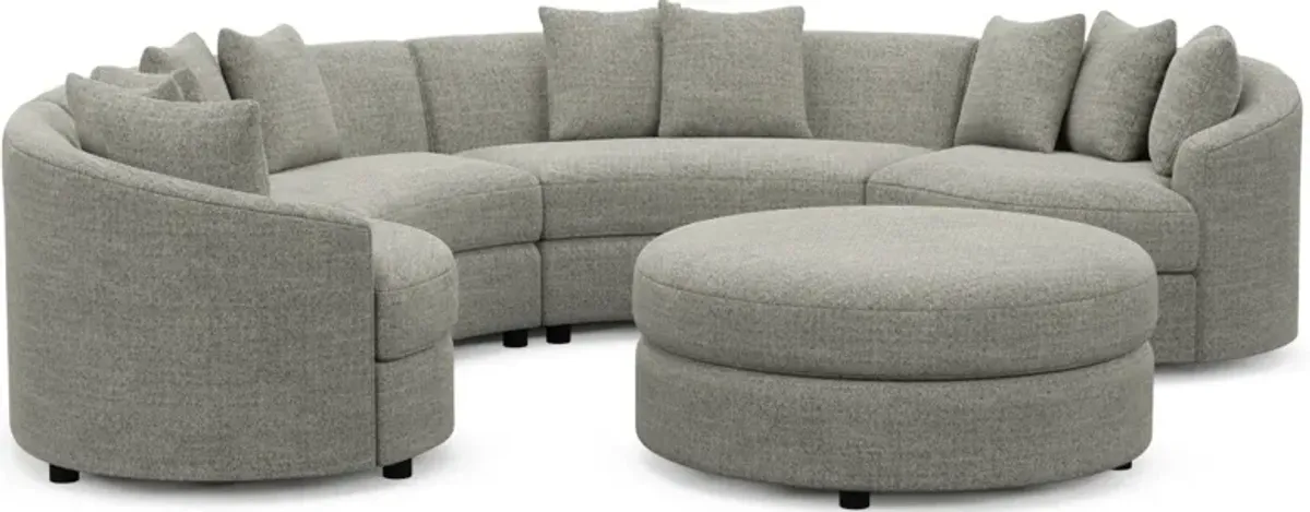 Allegra Foam Comfort 4-Piece Sectional and Ottoman - Pandora Pepper