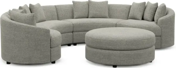 Allegra Foam Comfort 4-Piece Sectional and Ottoman - Pandora Pepper