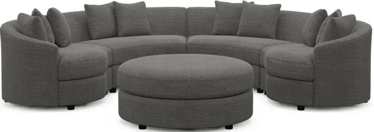 Allegra Foam Comfort 4-Piece Sectional and Ottoman - Curious Charcoal