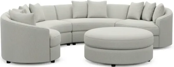 Allegra Foam Comfort 4-Piece Sectional and Ottoman - Oslo Snow