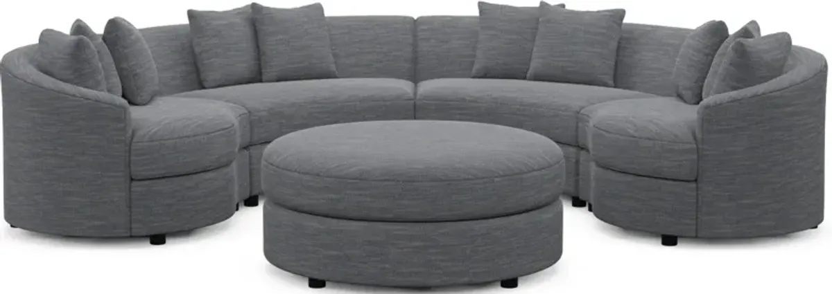 Allegra Foam Comfort 4-Piece Sectional and Ottoman - Dudley Indigo