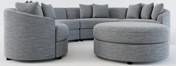 Allegra Foam Comfort 4-Piece Sectional and Ottoman - Dudley Indigo