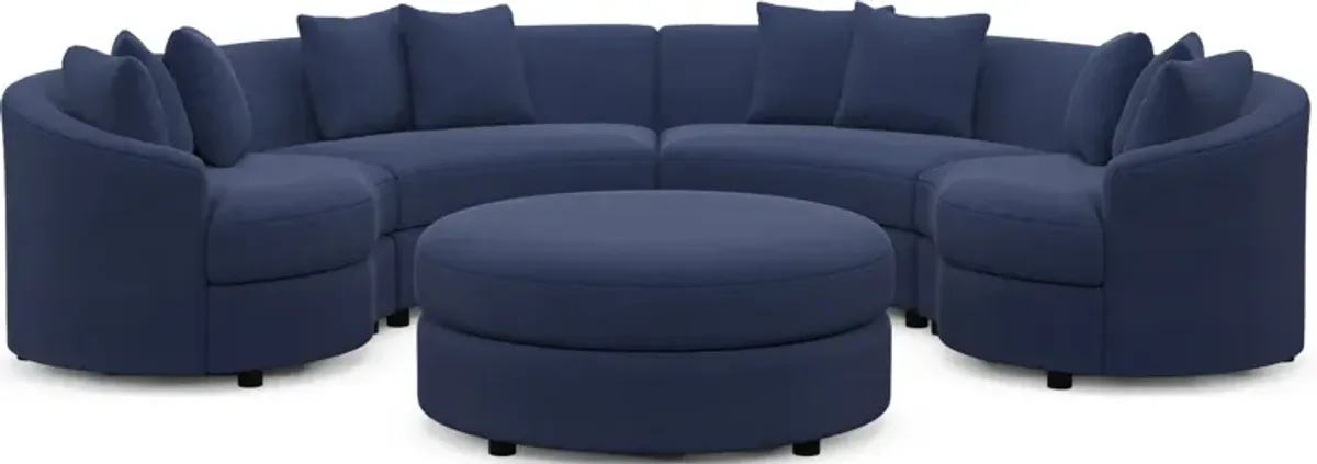 Allegra Foam Comfort 4-Piece Sectional and Ottoman - Abington Indigo