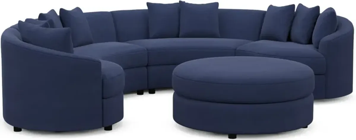 Allegra Foam Comfort 4-Piece Sectional and Ottoman - Abington Indigo