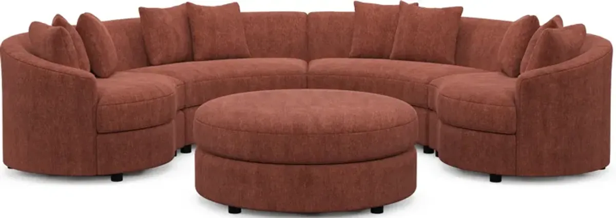 Allegra Foam Comfort 4-Piece Sectional and Ottoman - Contessa Paprika