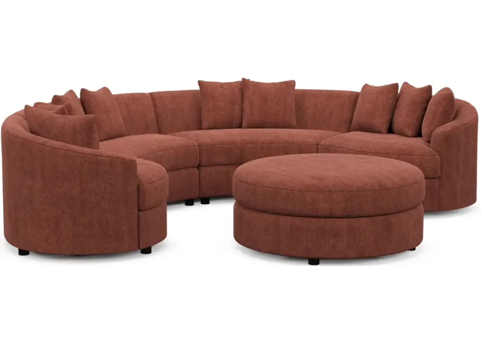 Allegra Foam Comfort 4-Piece Sectional and Ottoman - Contessa Paprika