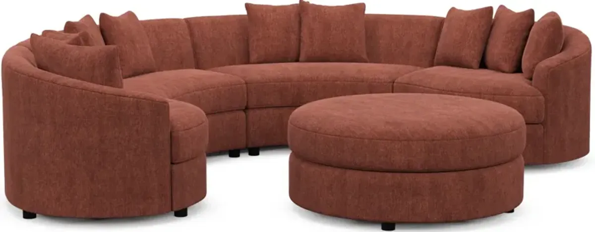 Allegra Foam Comfort 4-Piece Sectional and Ottoman - Contessa Paprika