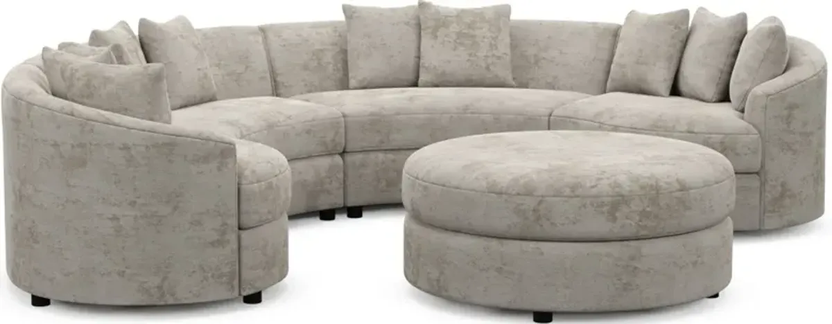 Allegra Foam Comfort 4-Piece Sectional and Ottoman - Hearth Cement