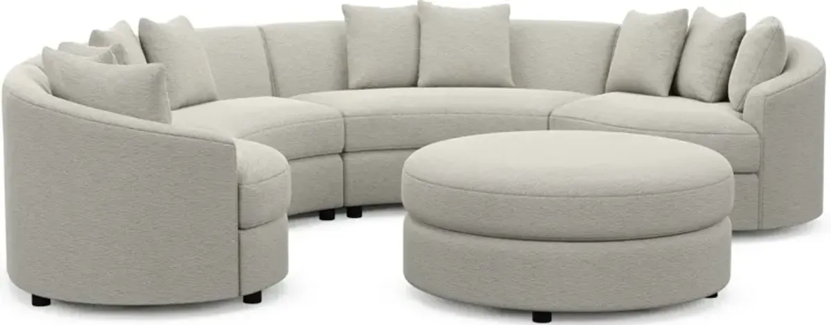 Allegra Foam Comfort 4-Piece Sectional and Ottoman - Everton Grey