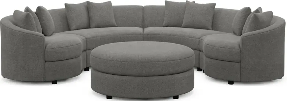 Allegra Foam Comfort 4-Piece Sectional and Ottoman - Living Large Charcoal