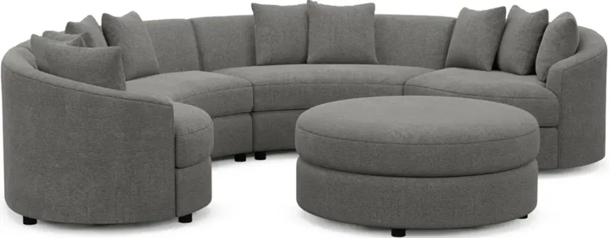 Allegra Foam Comfort 4-Piece Sectional and Ottoman - Living Large Charcoal