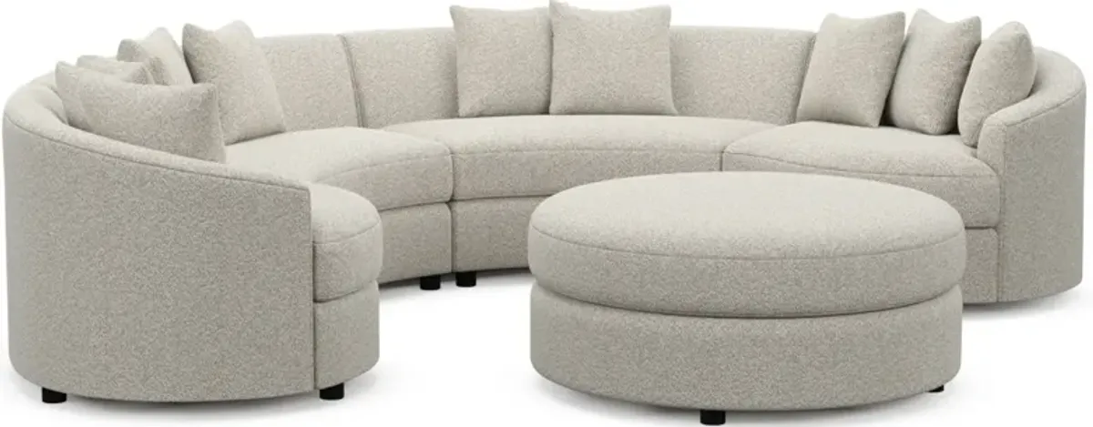 Allegra Foam Comfort 4-Piece Sectional and Ottoman - Muse Stone