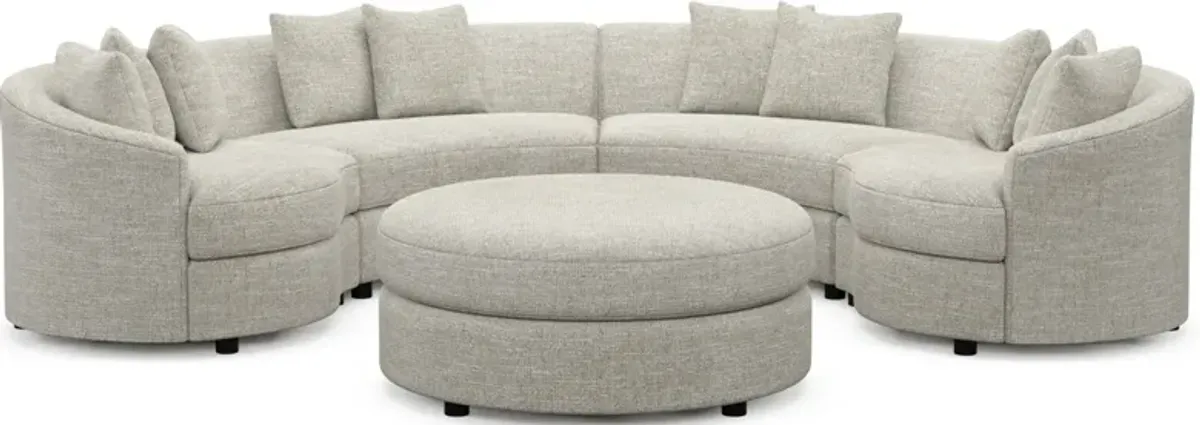 Allegra Foam Comfort 4-Piece Sectional and Ottoman - M Ivory