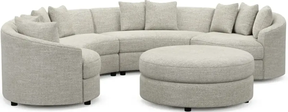 Allegra Foam Comfort 4-Piece Sectional and Ottoman - M Ivory