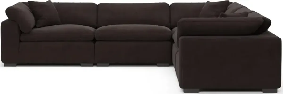 Plush Feathered Comfort 5-Piece Sectional - Merrimac Dark Brown