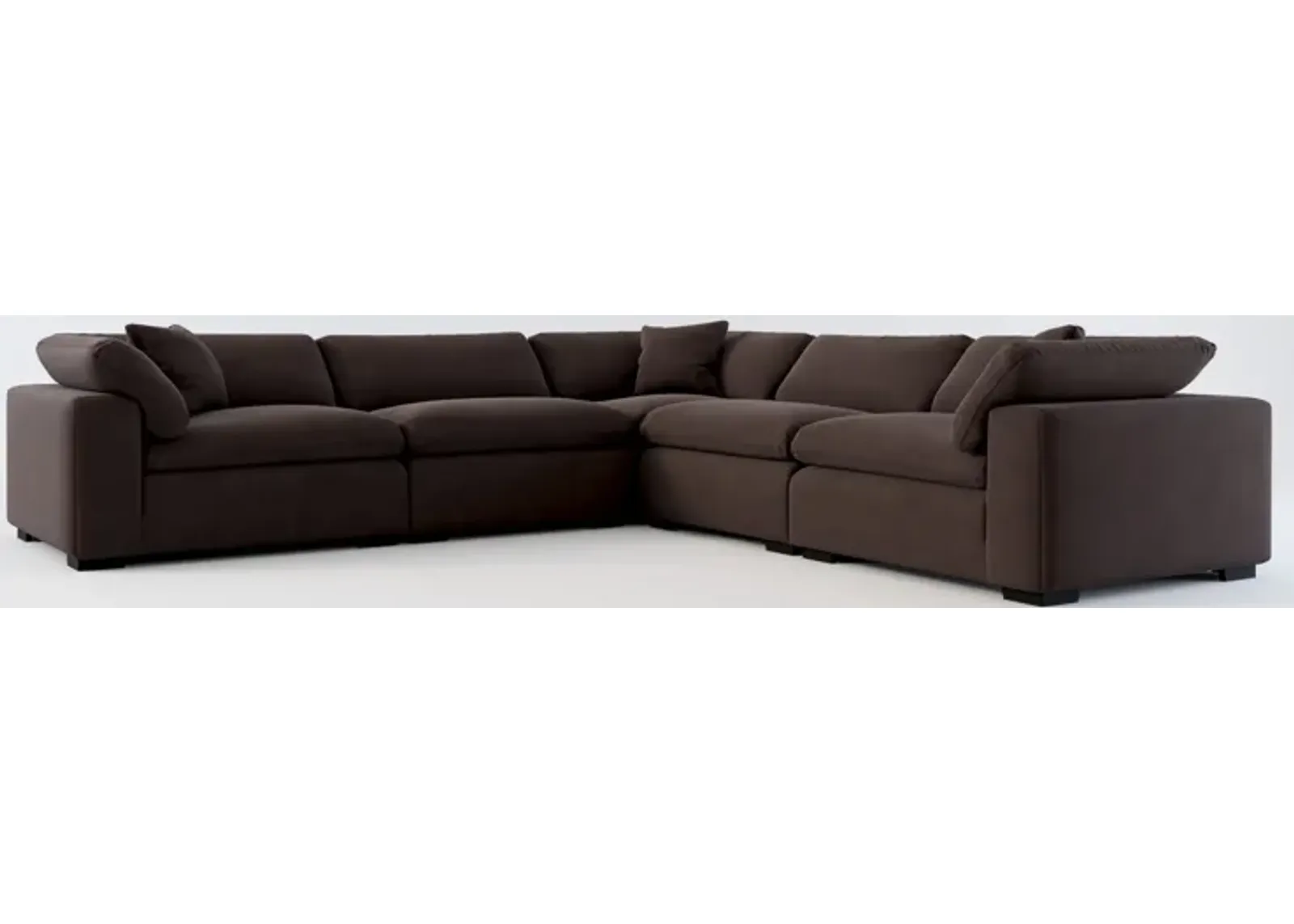 Plush Feathered Comfort 5-Piece Sectional - Merrimac Dark Brown