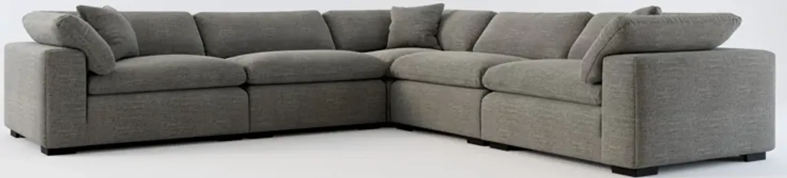 Plush Feathered Comfort 5-Piece Sectional- in Curious Charcoal