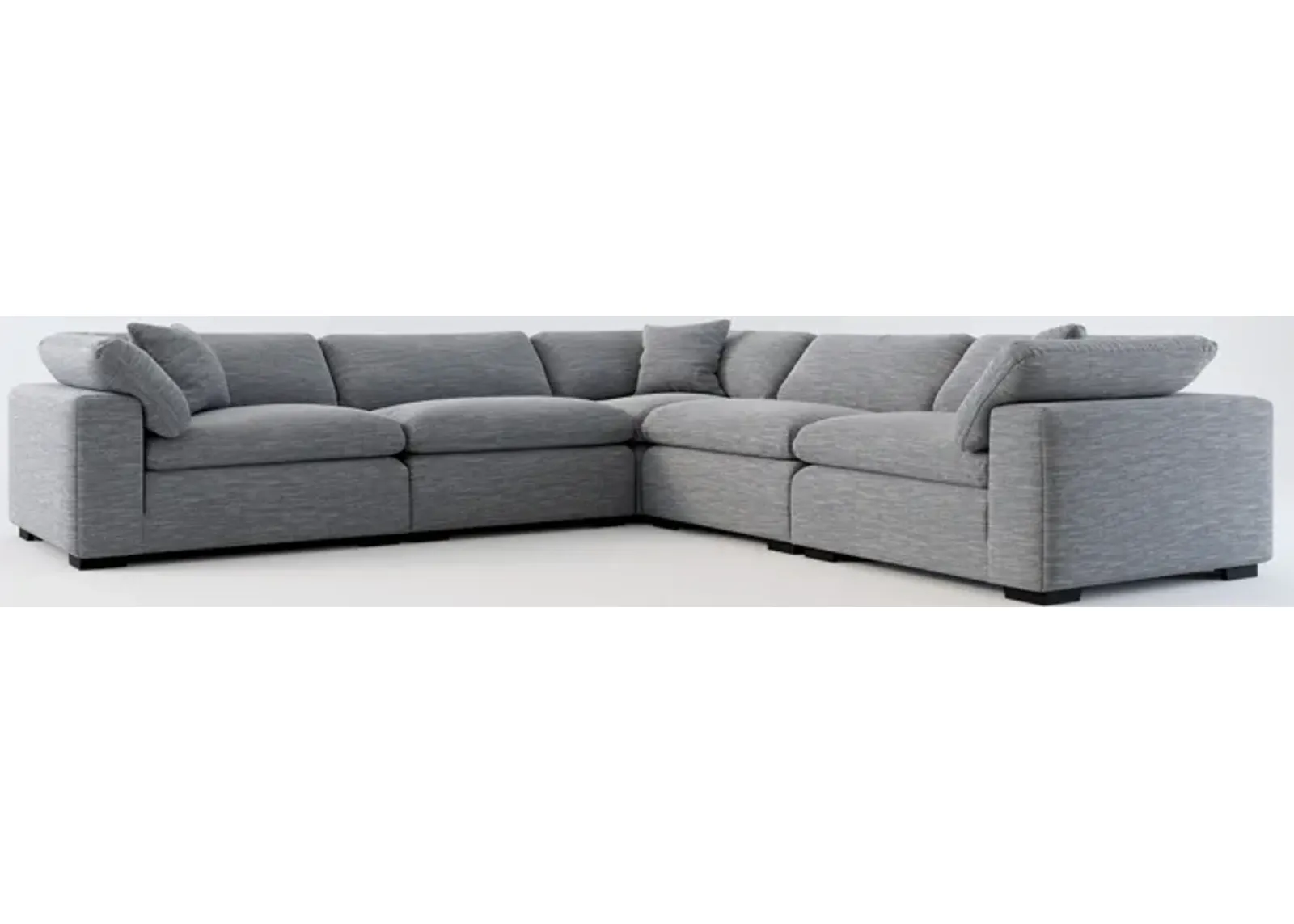 Plush Feathered Comfort 5-Piece Sectional- in Dudley Indigo