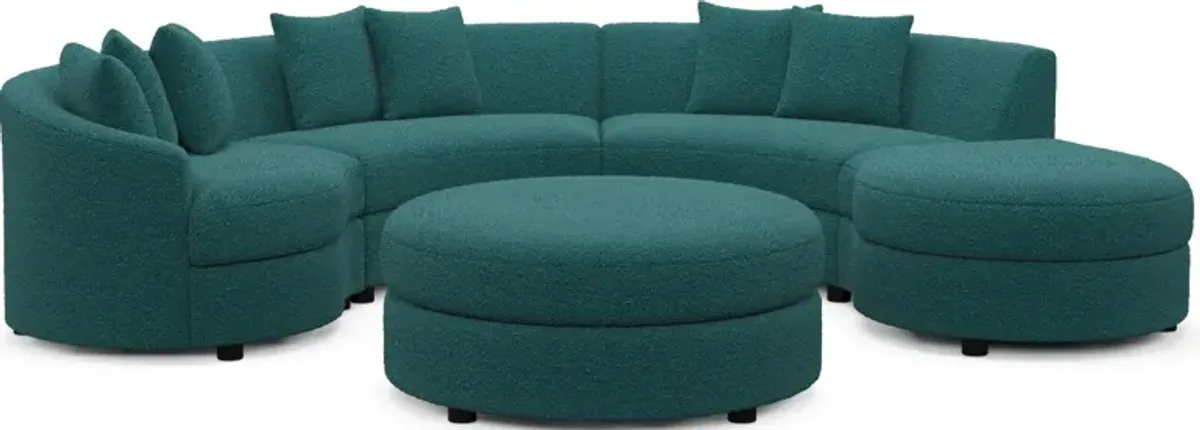 Allegra Foam Comfort 4-Piece Sectional with Right-Facing Chaise and Ottoman - Bloke Peacock